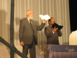 <p>Conference President Pastor John Victor translating for Victor at the 1st 25-village evangelistic series in the Ongole Conference</p>